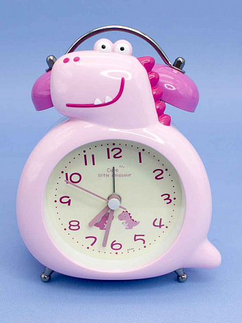 Часы-будильник Динозавр розовый