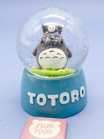 Снежный шар Totoro с подсветкой голубой 9 см