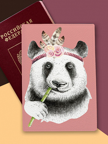 Обложка на паспорт Панда индеец