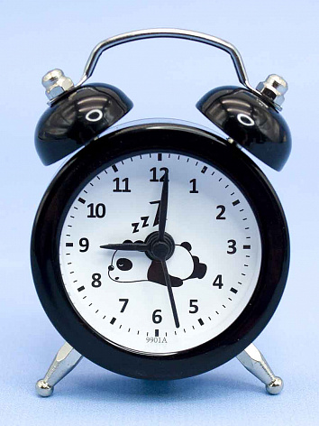 Часы-будильник мини Панда черный