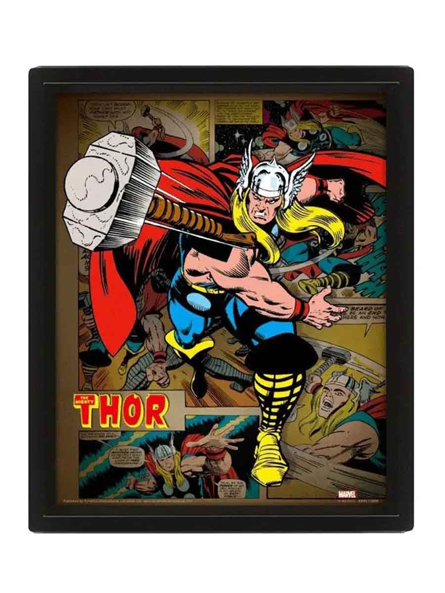 Постер в рамке 3D Marvel Comics (Thor Hammer)