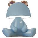 Светильник настольный с Bluetooth мишка голубой с ушками