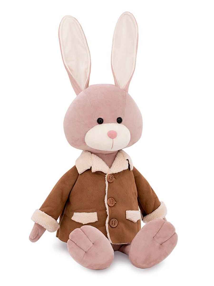Мягкая игрушка Кролик в дубленке серый 90 см