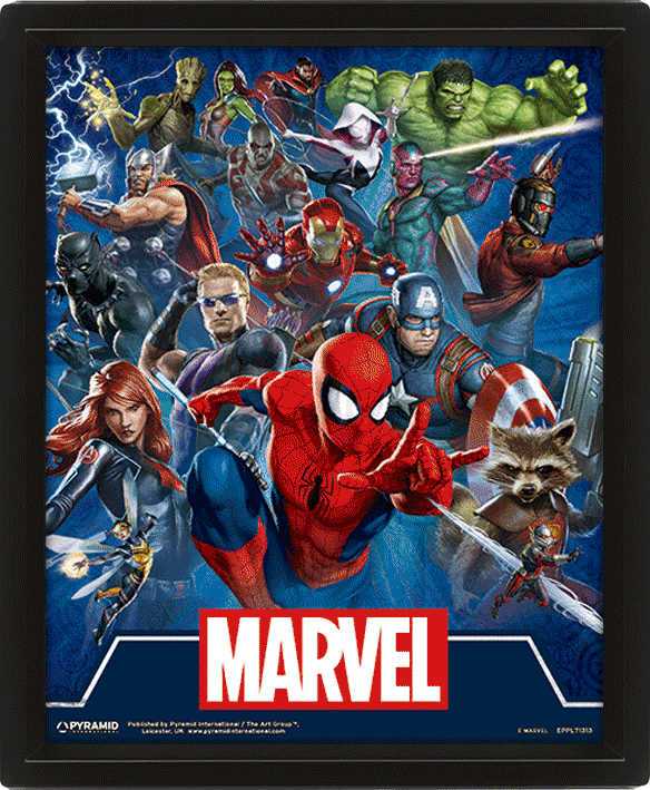 Постер в рамке 3D Marvel (Cinematic Icons)
