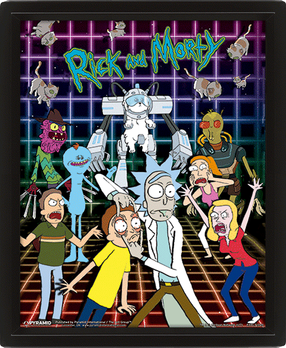 Постер в рамке 3D Rick and Morty (Characters Grid)