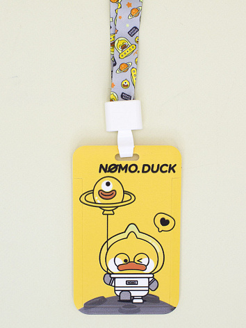 Картхолдер-держатель для карт, пропуска, проездного Nomo Duck Spaceman с ремешком