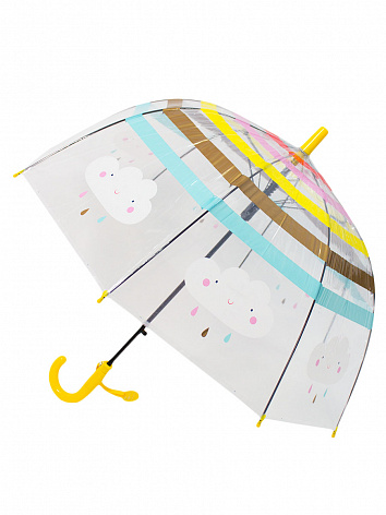 Зонт-трость Облачка прозрачный купол желтый