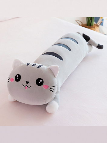 Мягкая игрушка Кот подушка серый 110см