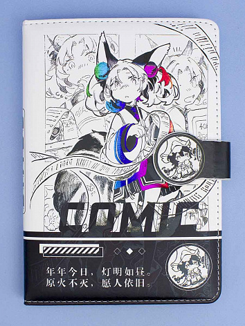 Блокнот на магнитной застежке Аниме версия 4 (разноцветные листы), 224 стр. 185х128 мм.