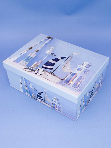 Коробка подарочная Интерьер светло-синий (23*16,5*9.5)