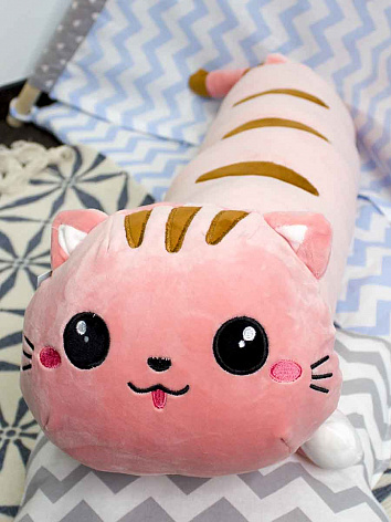 Мягкая игрушка Кот подушка розовый 75 см