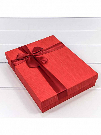 Коробка подарочная прямоугольная С Бантом красная (28*21*5,5)
