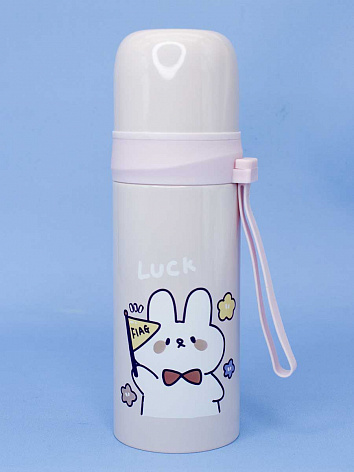 Термос "Cute luck hare", pink (350 ml)