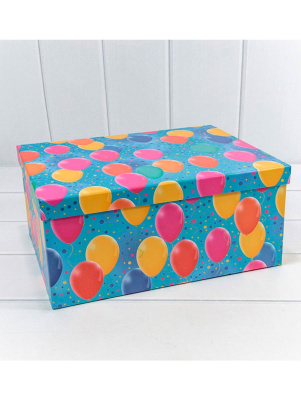 Коробка подарочная Воздушные шары синяя (21*15*8,5)