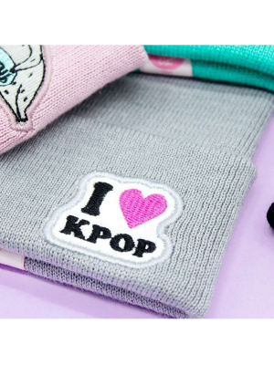 Шапка серая "I love K-Pop"
