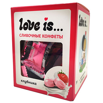 Жевательные конфеты LOVE IS сливочные со вкусом Клубника 105 гр.