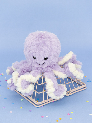 Мягкая игрушка Осьминог фиолетовый 18 см.