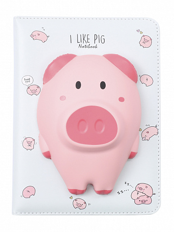 Блокнот со сквишем Свинка I Like Pig формат А5 голубой