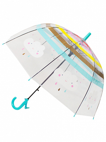Зонт-трость Облачка прозрачный купол голубой