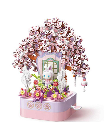 Конструктор музыкальная шкатулка с фигуркой Emma Secrect Forest - Cherry Blossom Building Blocks 700 деталей