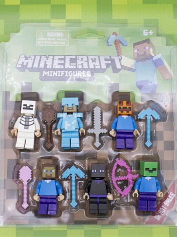 Мини фигурки Minecraft minifigures 22617 на блистере 6 фигурок с оружием