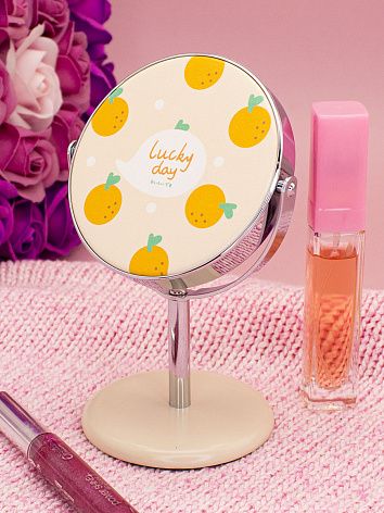 Зеркало косметическое Апельсин Lucky Day на подставке бежевое
