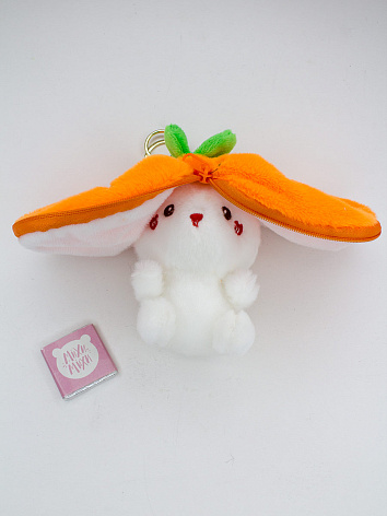 Брелок Зайка с ушами морковка оранжевый