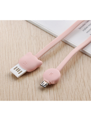 Кабель для зарядки смартфонов и планшетов Micro USB Котик розовый 1м