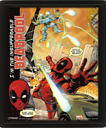 Постер в рамке 3D Deadpool (Attack)