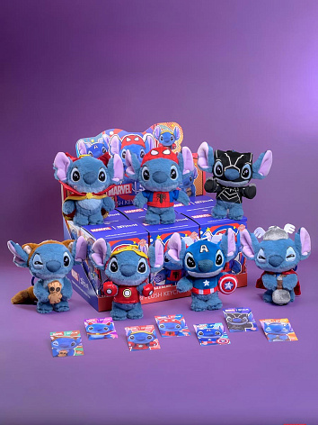 Мягкая игрушка - брелок Марвел Стич Marvel Stitch коллекция Cosbi в сюрприз-боксе 15см, 1шт.