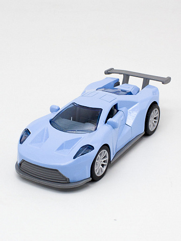 Машинка металлическая гоночная инерционная голубая 13х5,5 см.