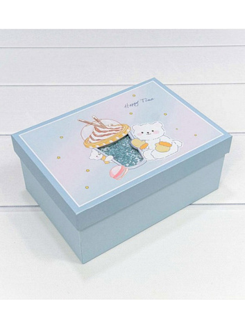 Подарочная коробка Happy Time голубой (17,5*12,5*6,5)