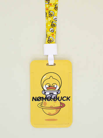 Картхолдер-держатель для карт, пропуска, проездного Nomo Duck Austronaut с ремешком