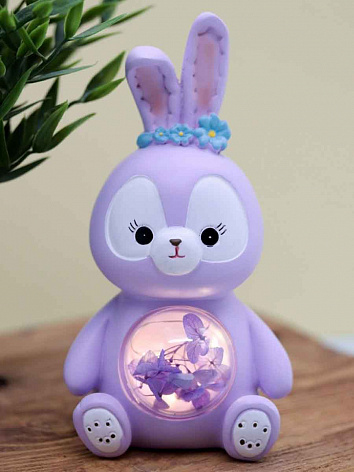 Ночник Цветочный Кролик фиолетовый 15 см.