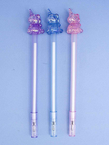 Ручка Единорог прозрачная синяя шариковая