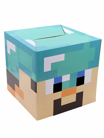 Голова из картона Minecraft Diamond Steve