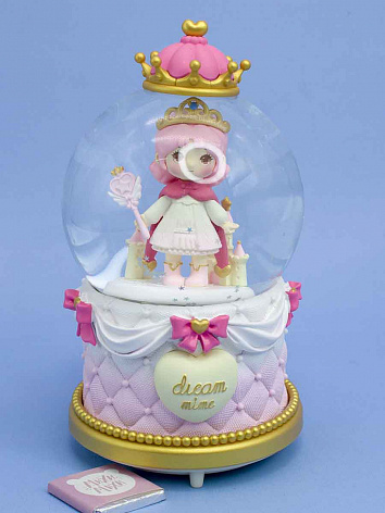 Снежный шар Принцесса со звуком и подсветкой розовый 17,5 см