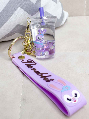 Брелок Кролик в стаканчике фиолетовый, 6 см.