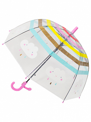 Зонт-трость Облачка прозрачный купол розовый