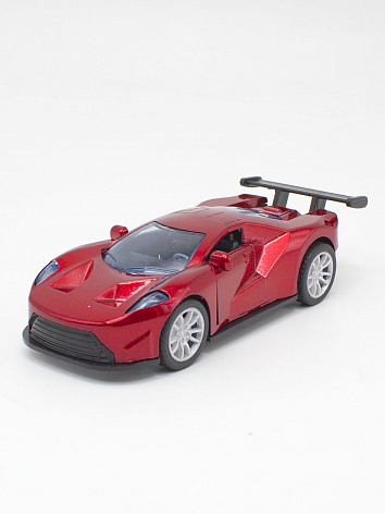 Машинка металлическая гоночная инерционная красная 13х5,5 см.