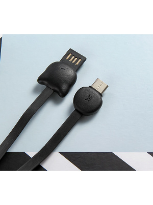 Кабель для зарядки смартфонов и планшетов USB Type-C Котик черный 1м