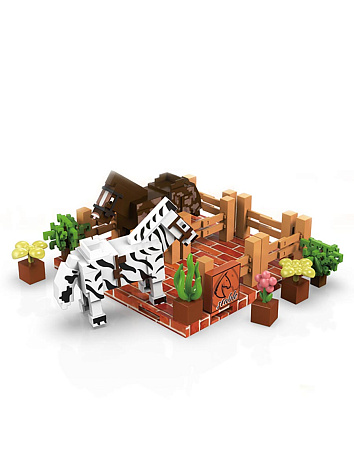 Магнитный конструктор Minecraft Конюшня Майнкрафт, 85 деталей