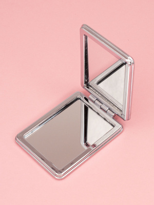 Зеркало косметическое Milky Tea с блестками складное прямоугольное розовое