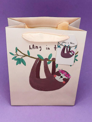 Подарочный пакет(S) "Sloth", pink