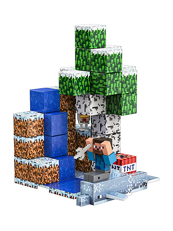 Магнитный конструктор Майнкрафт Зимний водопад Minecraft, 56 деталей