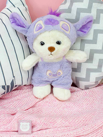 Мягкая игрушка Медведь в пижаме фиолетовой 28 см