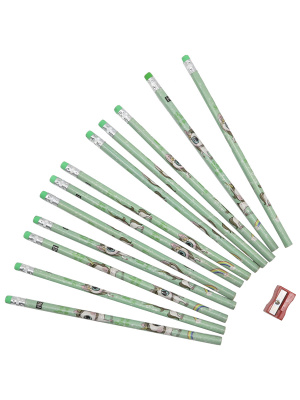Набор карандашей Единорог с ластиком и точилкой зеленый 12шт.