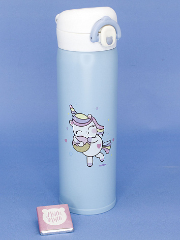 Термос "Little girl unicorn", blue (500 ml)