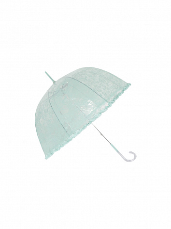 Зонт-трость Сердечки прозрачный купол зеленый