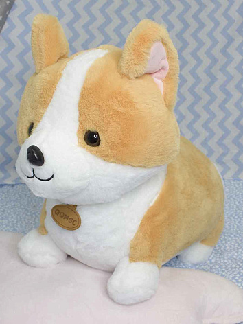 Мягкая игрушка Собака Корги рыжий 55 см.